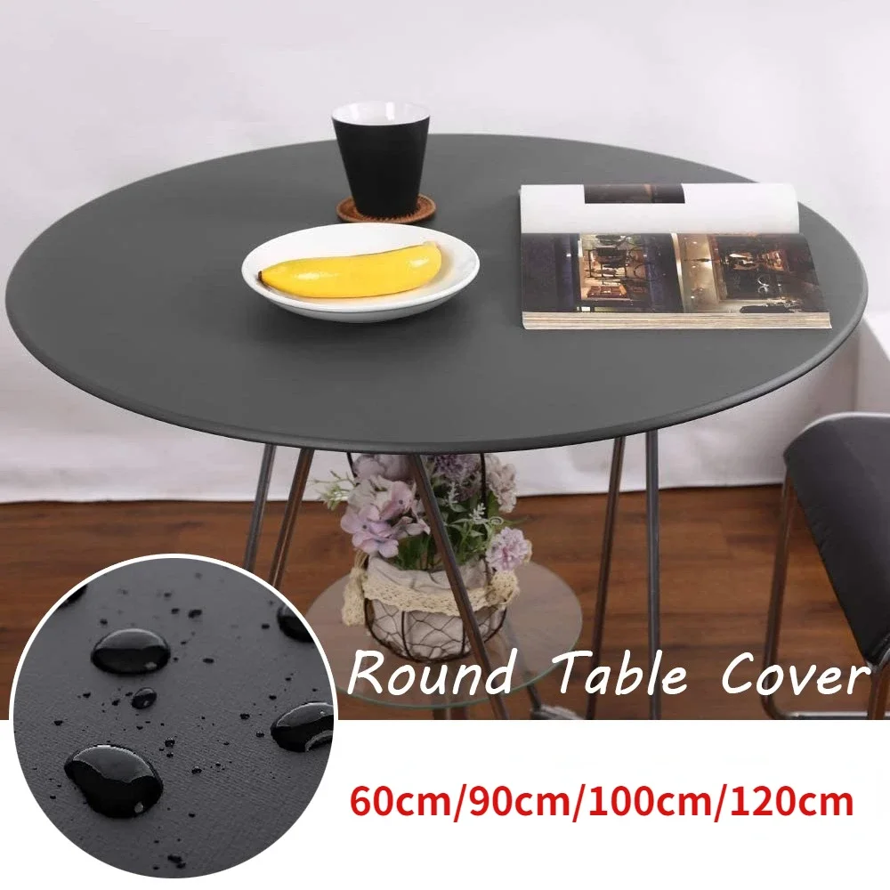 1pc Round Elastic Table Cover Protector Cloth Waterproof Polyester Tablecloth Catering Fitted Table Cover with Elastic Edged New