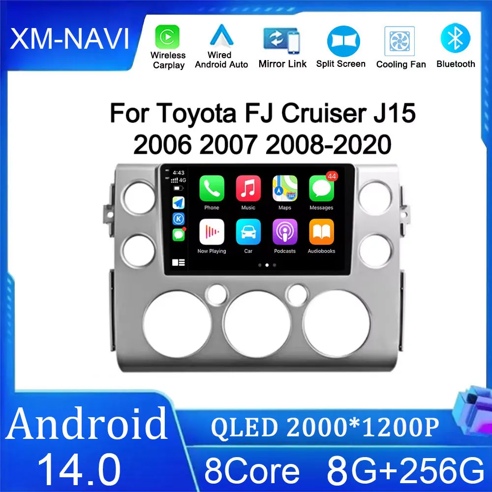 

Автомобильный радиоприемник 9 дюймов для Toyota FJ Cruiser J15 2006 2007 2008-2020 Android 14 GPS-навигация мультимедийный видеоплеер BT DSP Carplay