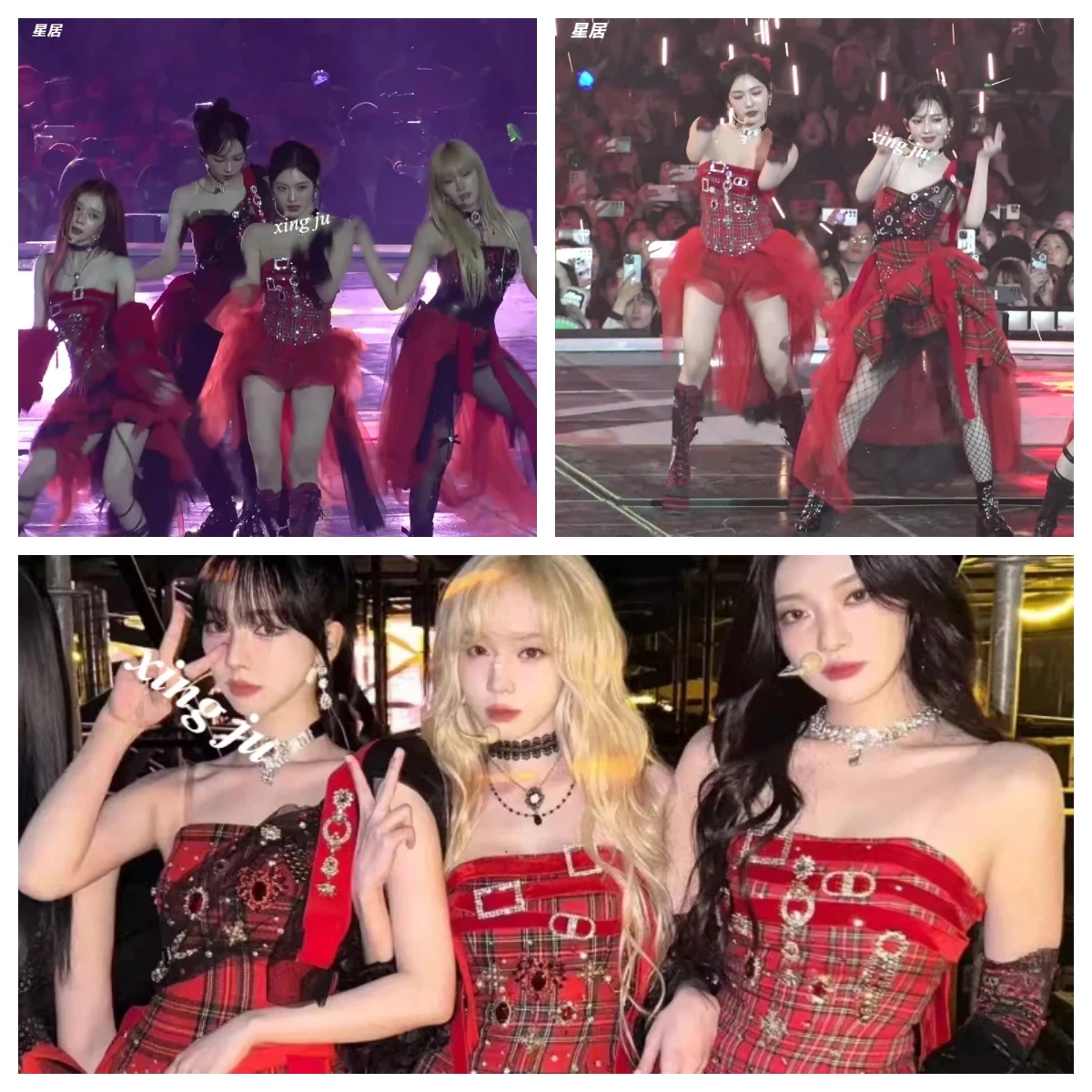 Xing Ju Kpop Korean Singer Concert Jazz Dance Sexy Red Plaid Mesh Long Dress Women Nightclub Stage Costume Music Festival Outfit