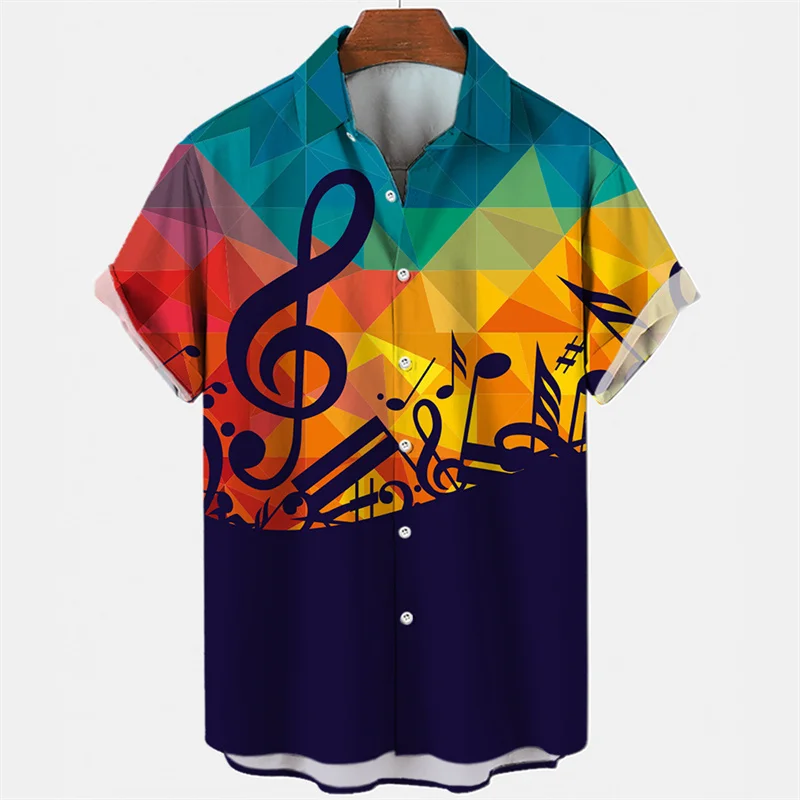 Men's Oversized Original Fashion Music Pattern Gengar Printing Clothing Tiki Floral Luxury Style Medieval Casual Hawaiian Shirt