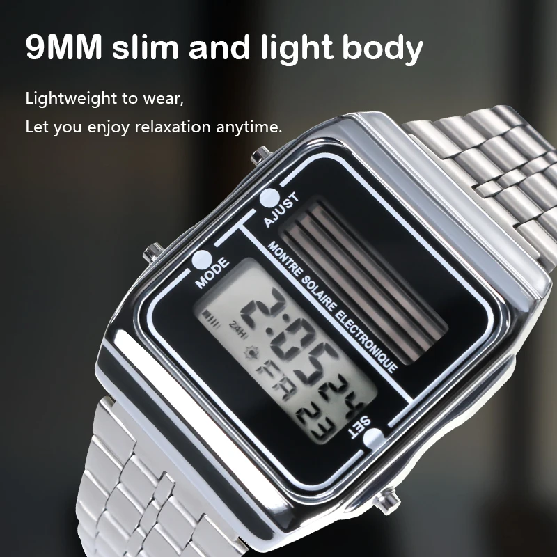 Jinrong 0732 solar charging man's digital electronics watches more than 720 days reloj hombre Led Watch waterproof to 30 Bar