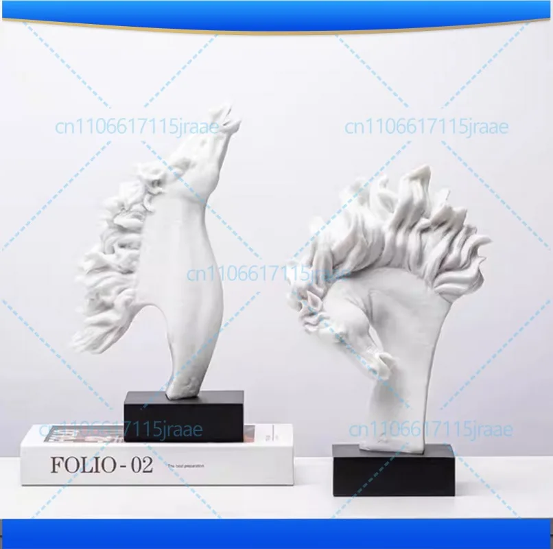 Resin Handicraft Artificial Animal Sculpture Horse Head Statue Transparent Resin Figurine Decorative Figurines Home Decoration