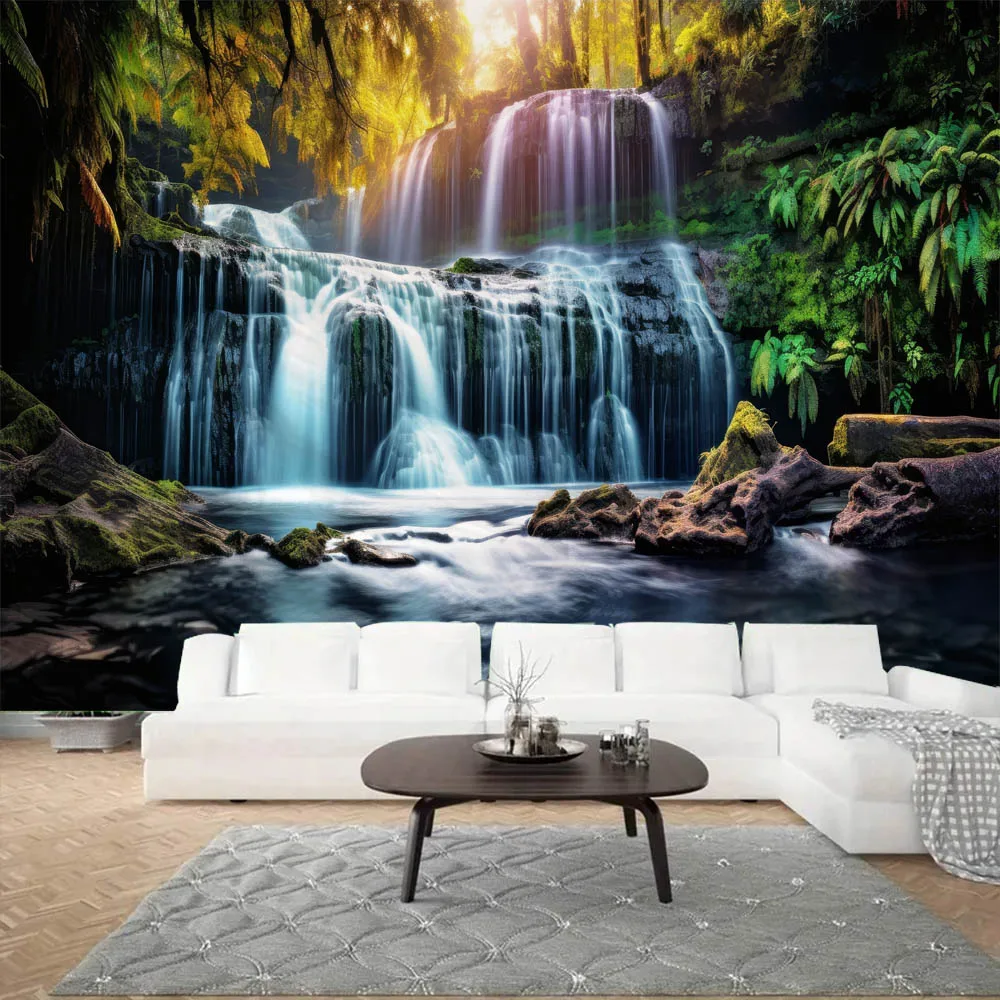 Tropical Forest Waterfall Tapestry Treatment Natural Landscape Bedroom Living Room Wall Hanging Homestay Wall Decoration