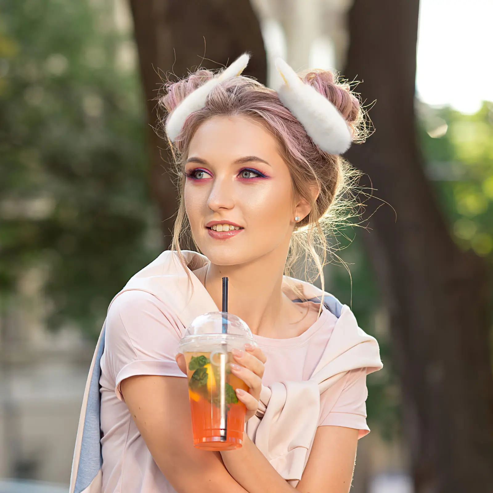 

6Pcs Cat Ear Hair Scrunchy Soft Elastic Hair Band for Teens Women Suitable for Ponytail Bun Sports Daily Party Use