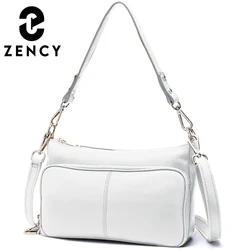 Zency Women's Handbag 100% Genuine Leather Ladies Shoulder Crossbody Messenger Bag Fashion Hobos Black High Quality