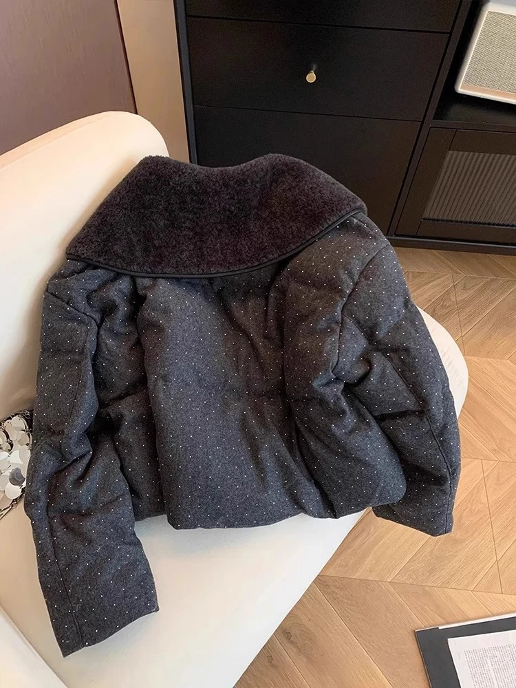 

Faionable High-End Cotton Jaet with Fur Collar Men's Women's Casual Warm Insert Cotton Autumn Winter Small Size Upper Body