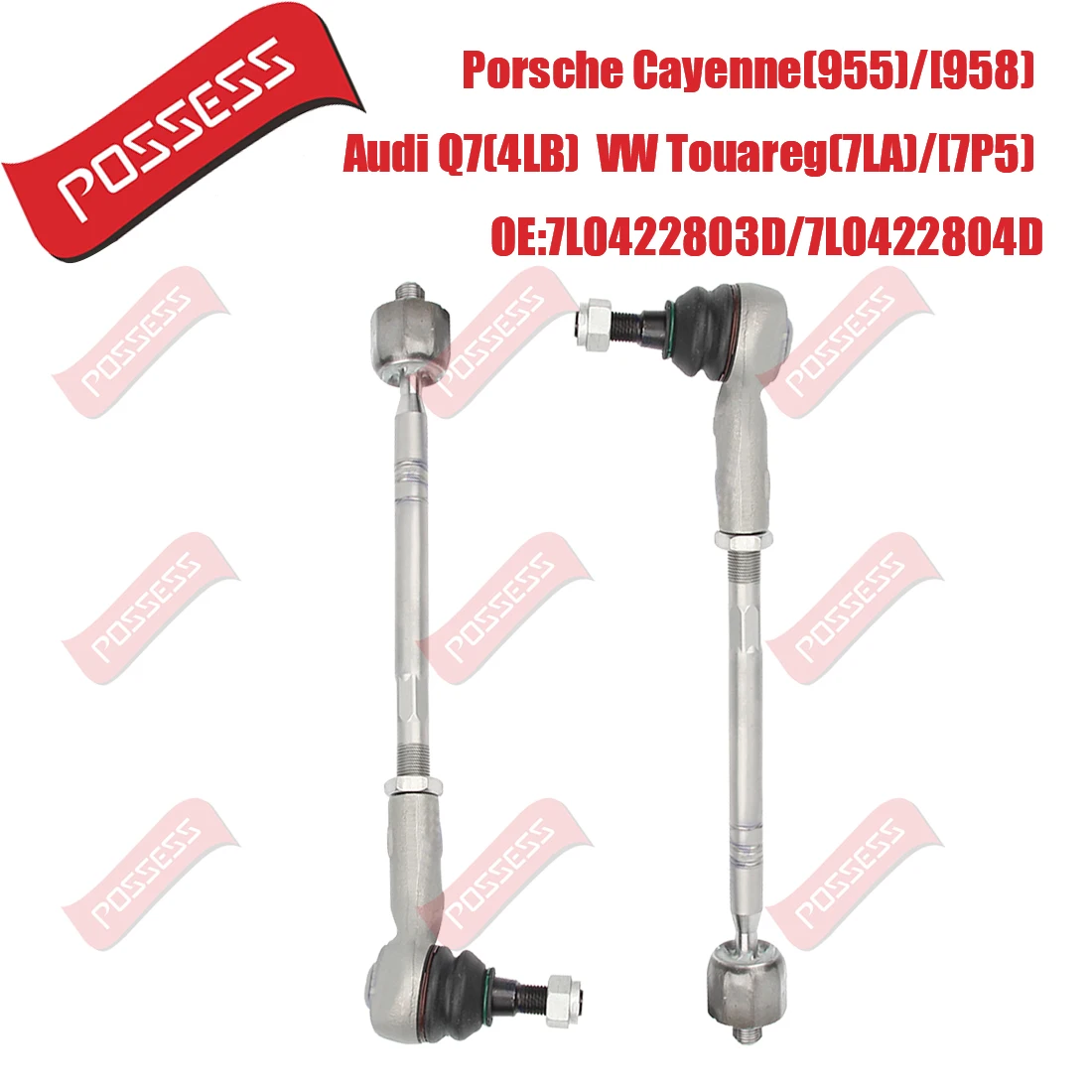 A Pair of Front Steering Tie Rod  Assembly For Porsche Cayenne 955 9PA 958 92A Volkswagen Touareg 7LA 7P5 Audi Q7 4LB