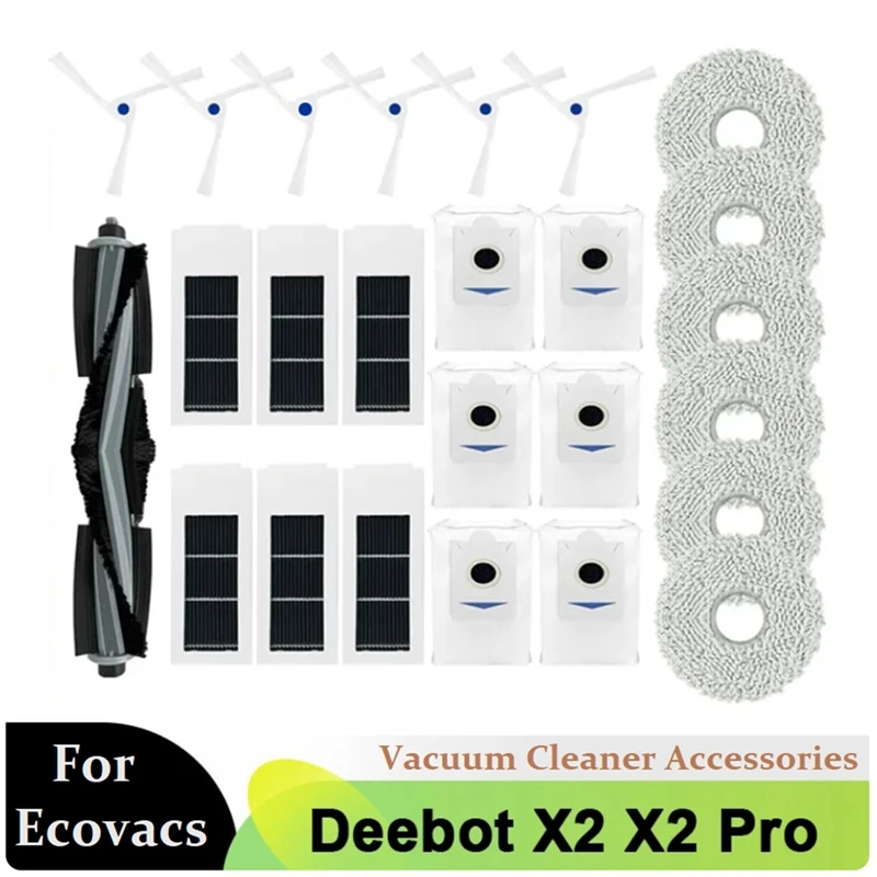 

A24F-запасные части для роботов-пылесосов Ecovacs Deebot X2 / X2 Pro / X2 Omni, основная боковая щетка, фильтр Hepa, тряпки для швабры, мешок для пыли
