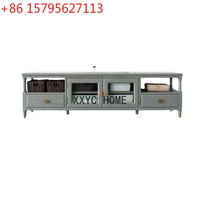 

Тумба под телевизор из массива дерева Niche Advanced Gray, современная мебель для гостиной в американском стиле