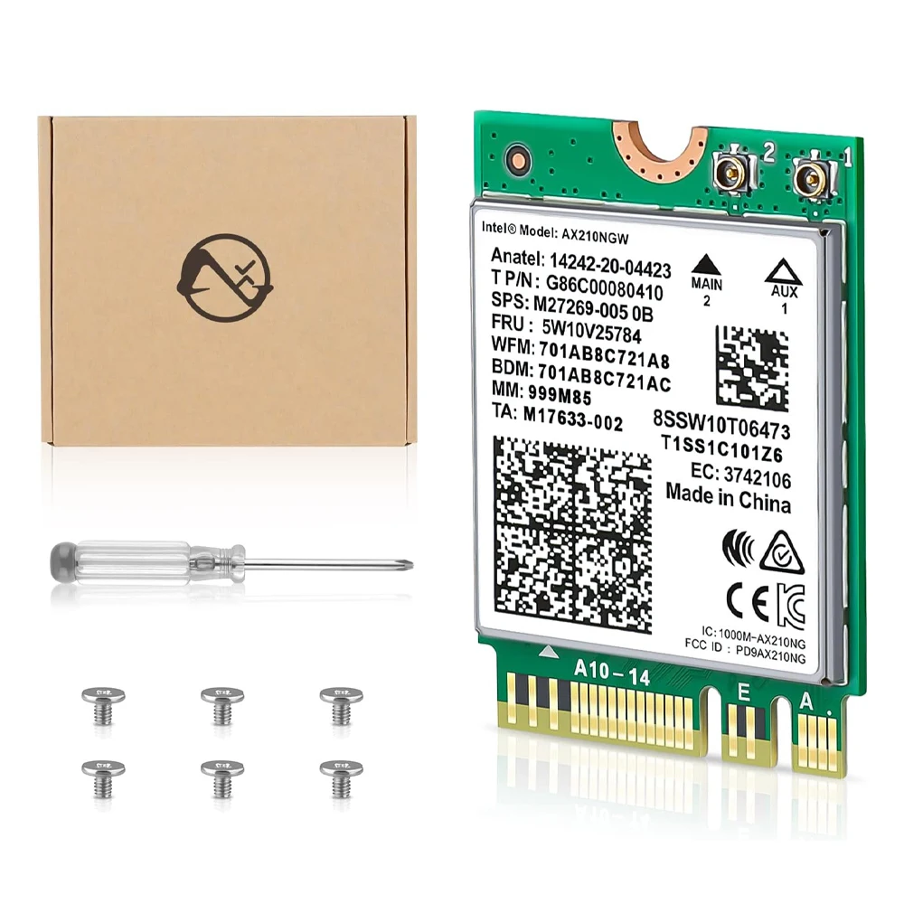 

Беспроводная сетевая карта Zexmte Wi-Fi 6E 11AX(802.11ax), 6 ГГц, 5374 Мбит/с, AX210NGW M.2, Wi-Fi карта для ноутбука с поддержкой Windows 10/11, 64 бит