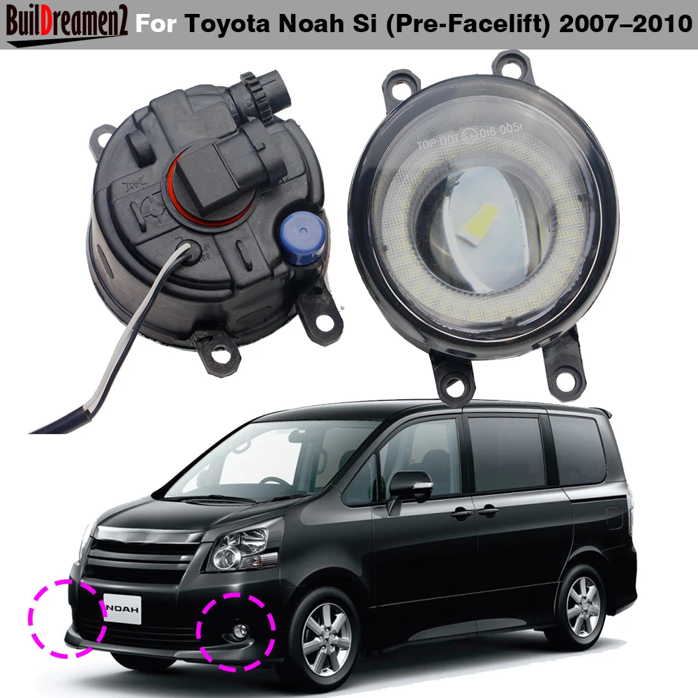 30W Car Front LED Fog Light Angel Eye DRL Daytime Running Lamp 2 Pieces For Toyota Noah Si (Pre-Facelift) 2007 2008 2009 2010