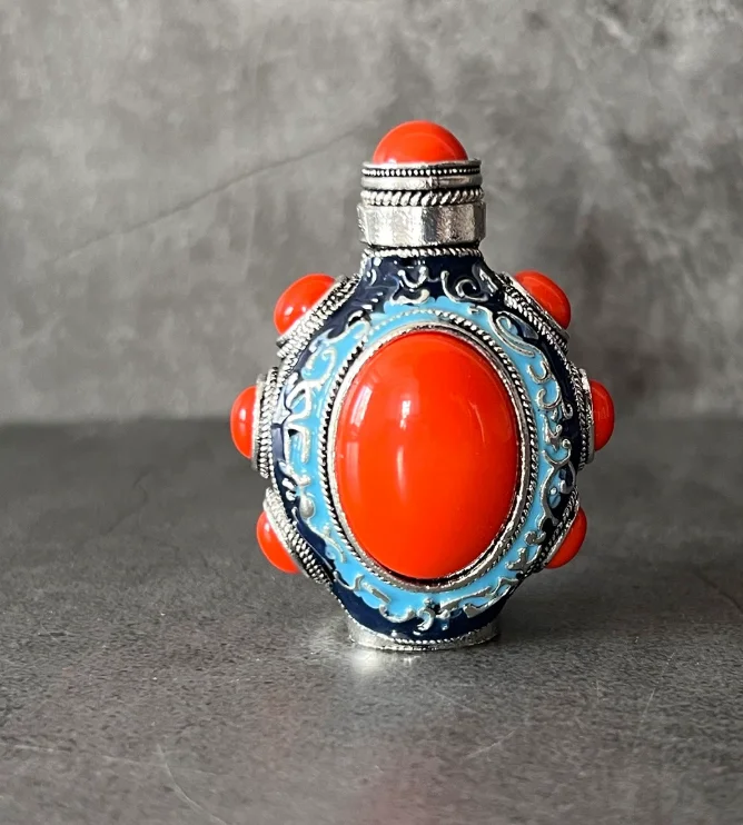 Mongolian ethnic handicrafts featuring inlay, unique folk art gift small bottles and decorative items