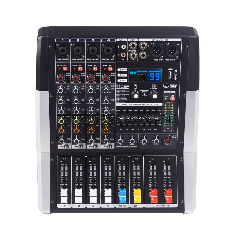 WMWMNU Professional Audio Mixer 4/6/8Channel 99DSP Effects 2X300W Dj Controller/audio Console Mixer for Live Streaming