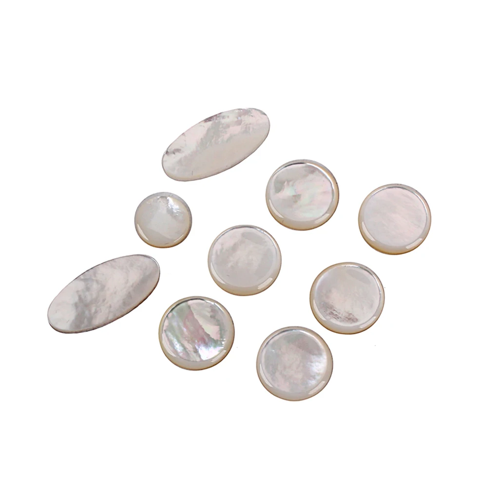 9Pcs Saxophone Key Buttons Round Oval Inlays Sax Musical Instrument