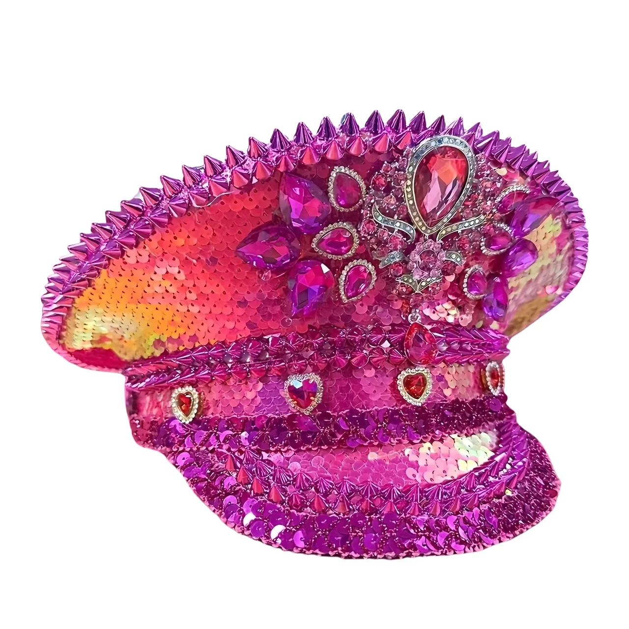 Hongluan emblema capitão chapéus strass para homem ardente festival mulher, traje de halloween chapéu adulto, cosplay acessórios femininos