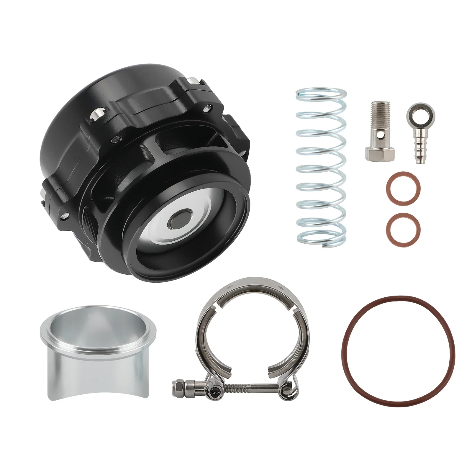 알루미늄 50mm 블로우 오프 밸브 스프링 2개 포함 V-밴드 클램프 볼트 키트 모든 터보 플랜지용