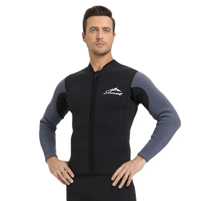 3MM Long Sleeve Neoprene Wetsuit Men Top Sunscreen UV Surfing Keep Warm Jacket for Diving Swimming Jumpsuit Shirt