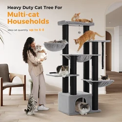 66.5inch /170cm Cat Tower for Indoor Cats, Multi-Level Cat Condo Scratching Posts, Perches, Hammock, Cave