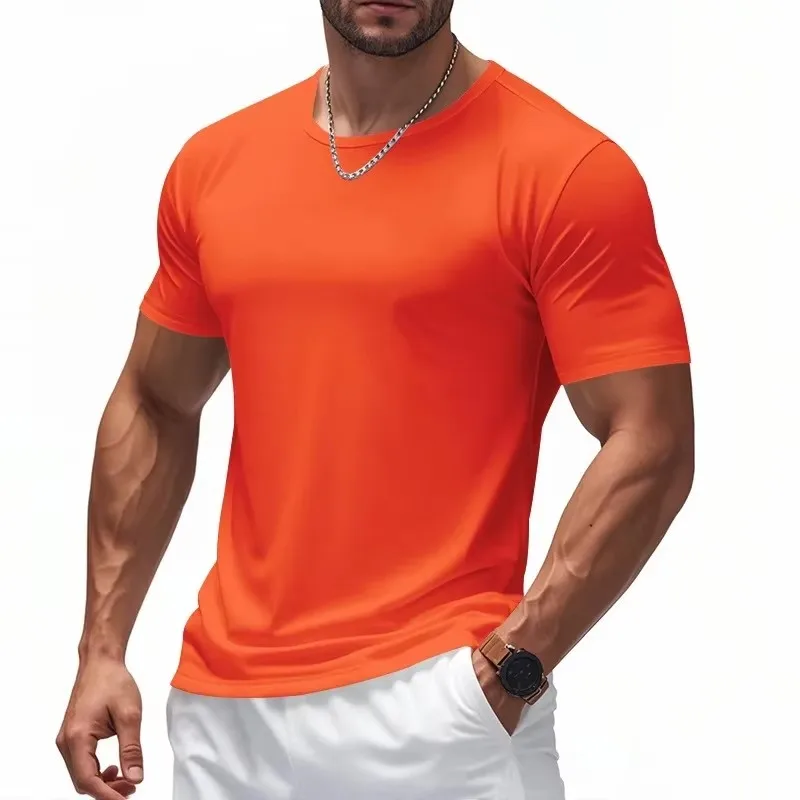 Summer New Men Short Sleeve T-Shirt Ultrathin Quick Dry Men's Sports Tees Gym's Fitness Mesh Breathable Training Running T-Shirt