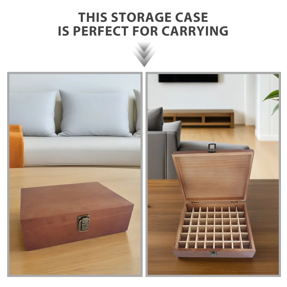 48 فتحة صندوق تخزين الزيوت العطرية علبة خشبية حامل مُنظِم حاوية عطر طلاء الأظافر حامل عرض الزيت العطري #3
