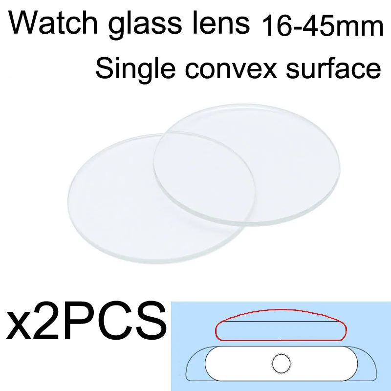 16mm-45mm Einzel Konvexen Ersatz Uhr Glas 2PCS Klar Smart Uhr Glas Objektiv Spiegel Teil Uhrmacher uhr Reparatur Werkzeug