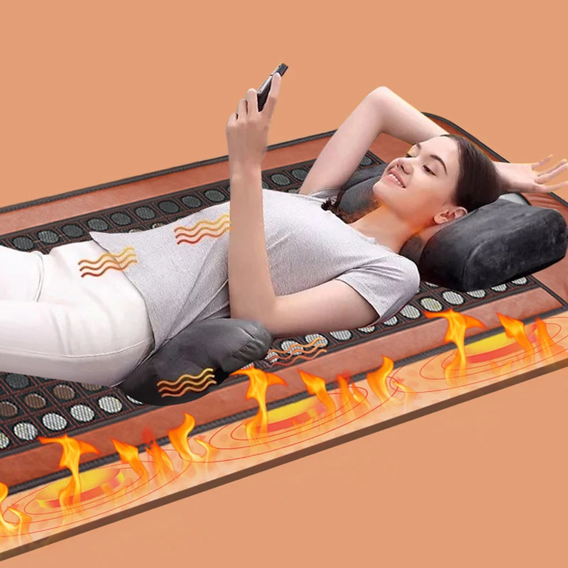 Far Infrared Heating Pads Natural Tourmaline Mattress Germanium Stone Heating Mat for Back Pain Relief Beauty Salon Mattresses