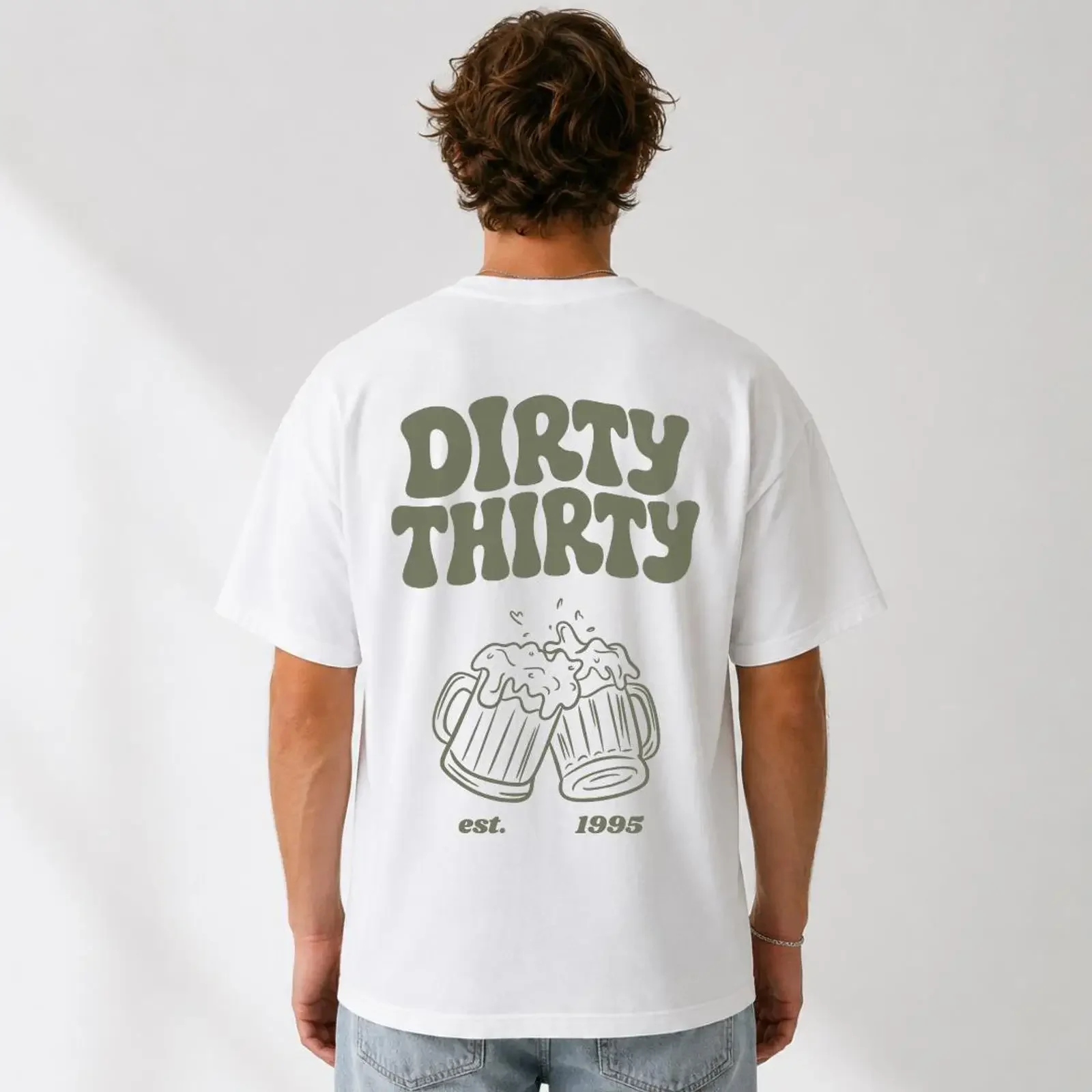 Dirty Thirty Est 1995 30th Birthday T Shirt Vintage Cheers Beer Funny Party  vintage Washed Top For Everyday Wear Slightly