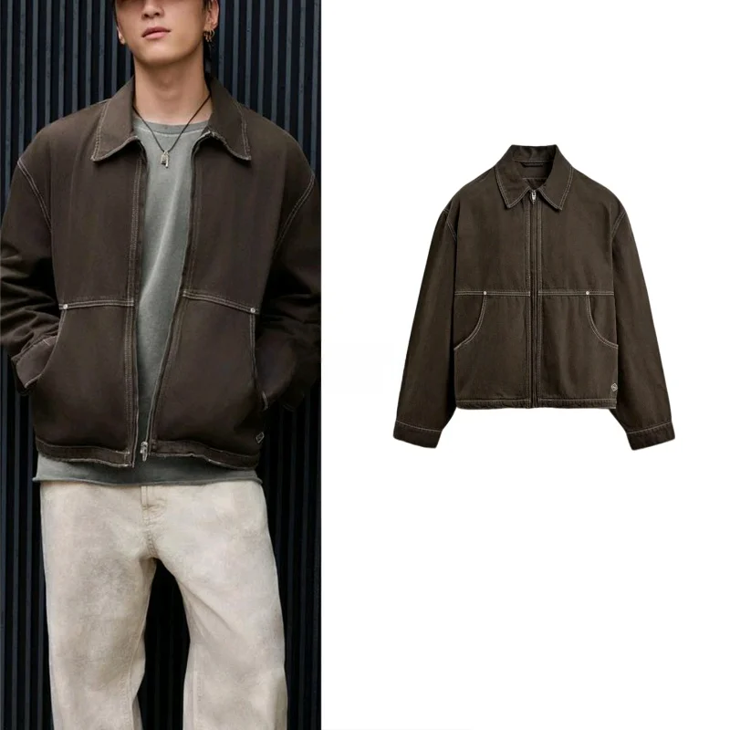 

Свободный крой, длинный винт с воротником све, осеннее новое поступление, мужская верхняя одежда с вышивкой Faion Waed, цветная блузка, полиэфирное волокно