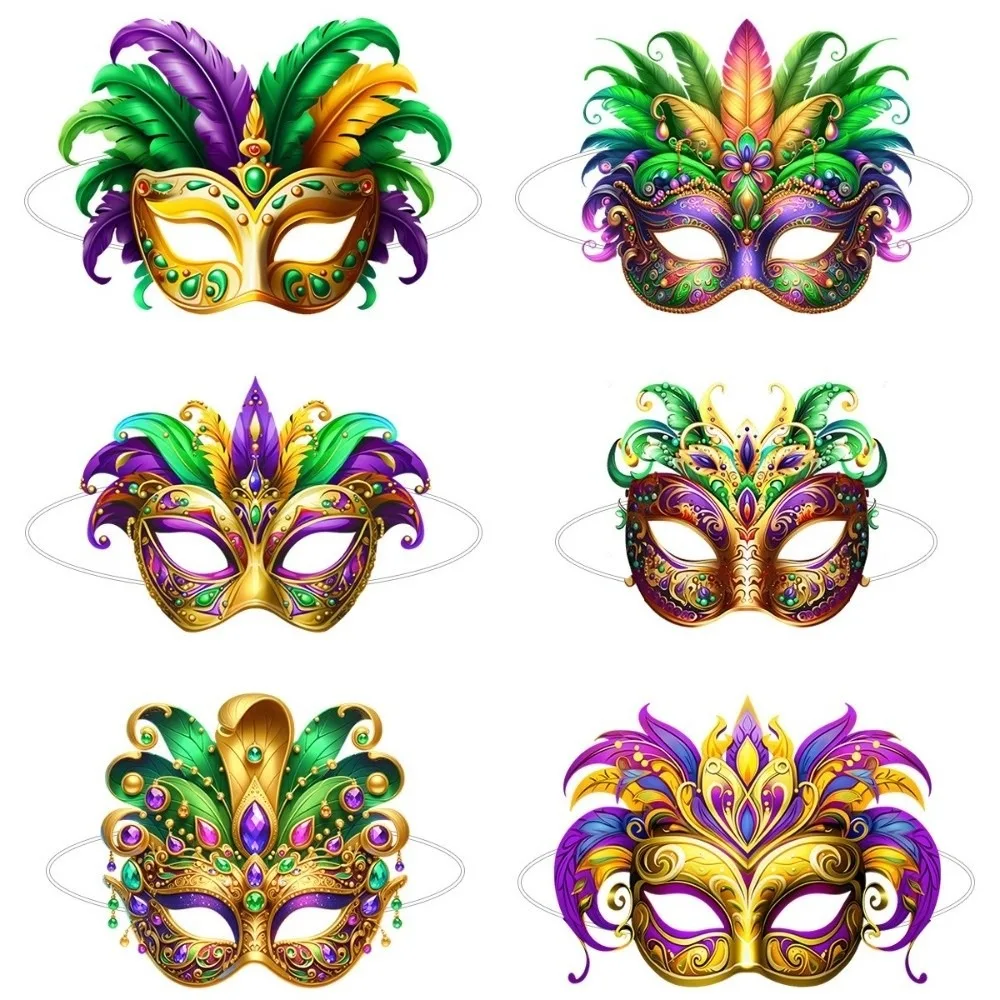 6Pcs Venetian Party Carnival Masquerade Mask DIY Paper Half Face Mask Brazilian Carnival Party Decorations Party Makeup Ball