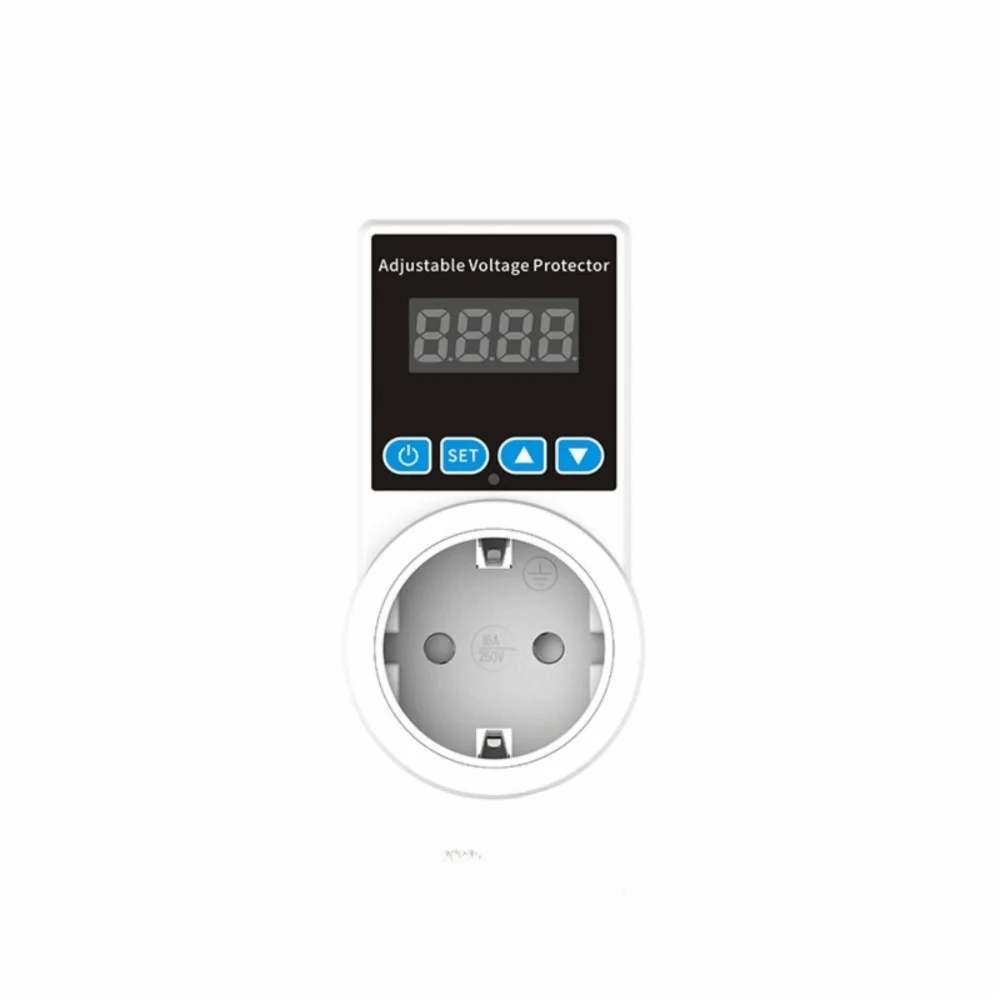 Adjustable Automatic Voltage Protector Socket Digital Display EU/UK Plug Power Surge Protector Delayed Recovery