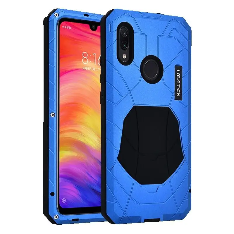 Daily Waterproof Phone Cases For Xiaomi Redmi K20 Note 7 Note7 Pro Shockproof Heavy Duty Tank Silicone Aluminum Metal Cover Case