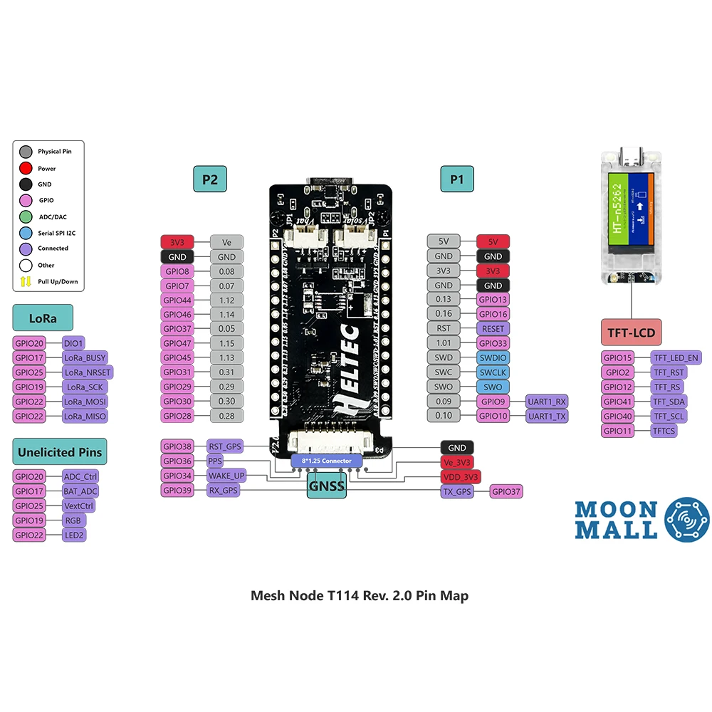 New Heltec Meshtastic T114 Tracker 1.14 inch TFT Display BLE LoRa LoRaWAN Arduino Devboard With LoRa Soft  Antenna 915MHZ