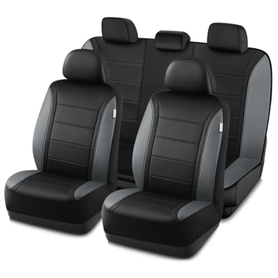 

Дышащие кожаные чехлы на сиденья, полный комплект для мужчин, совместимые с подушками безопасности, универсальные автомобильные чехлы для легковых автомобилей, фургонов, грузовиков, внедорожников