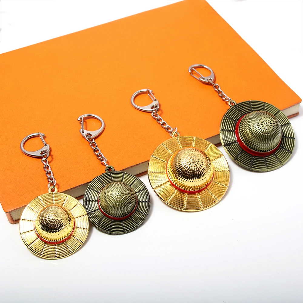 الكلاسيكية أنيمي المفاتيح لوفي القش قبعة قلادة سلاسل المفاتيح المعدنية المعلقات لمحبي تأثيري الدعائم Keyrings اكسسوارات مجوهرات #1