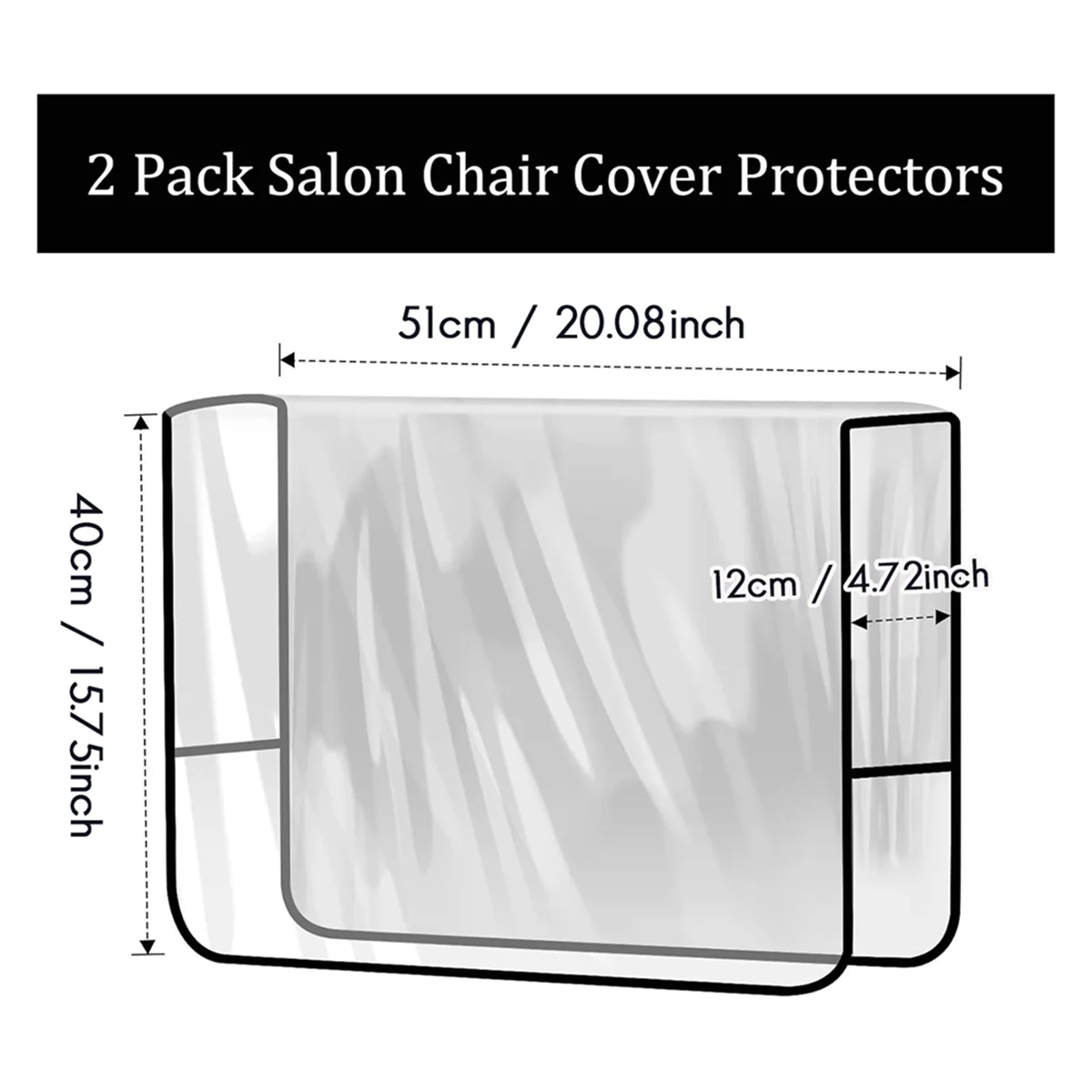 A71P 2 Pack Salon Chair Cover Protectors,Clear Square Hairdressing Chair Back Covers for Fits Most Standard Chairs