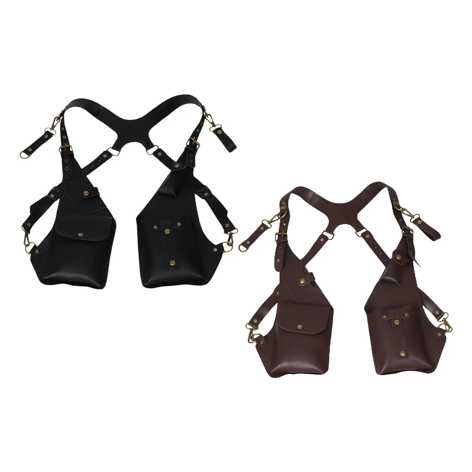 Double Armpit Shoulder Bag Steampunk with Adjustable Strap for Backpacking
