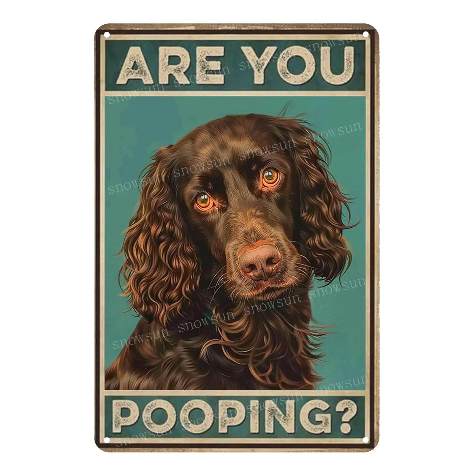 Snowsun Metal Tin Sign Funny Spaniel Dog Are You Pooping Rerto Sign Aluminum Vintage Sign Gift for Home Kitchen Garden Yard Wall