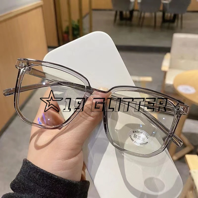 Fashion Anti-blue Light Eyeglasses Man Women Oversized Square Glasses Frame Retro Black Big Eyeglasses Computer Spectacles