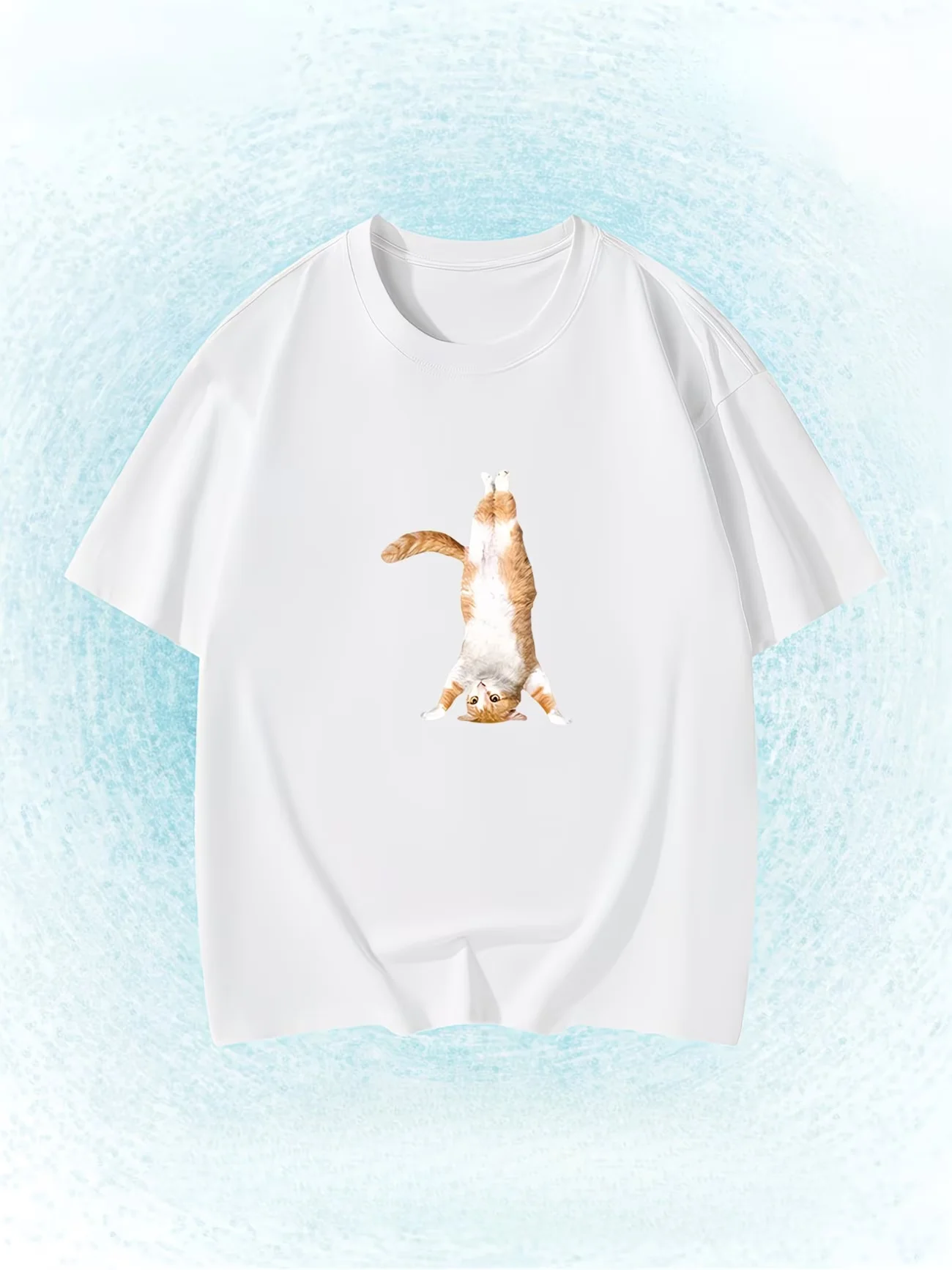 Yoga Cat Handstand T-Shirt Funny Gym Humor Graphic Tee Summer Short Sleeve Unique Animal Lover Gift Casual Fashion Trendy Tops