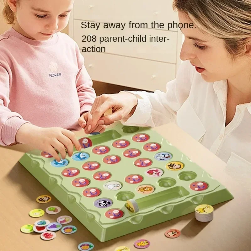 New  Board Game Educational Memory Challenge Toy for Toddlers Cartoon Flipping Chess Game for 2 Players Focus for Kids