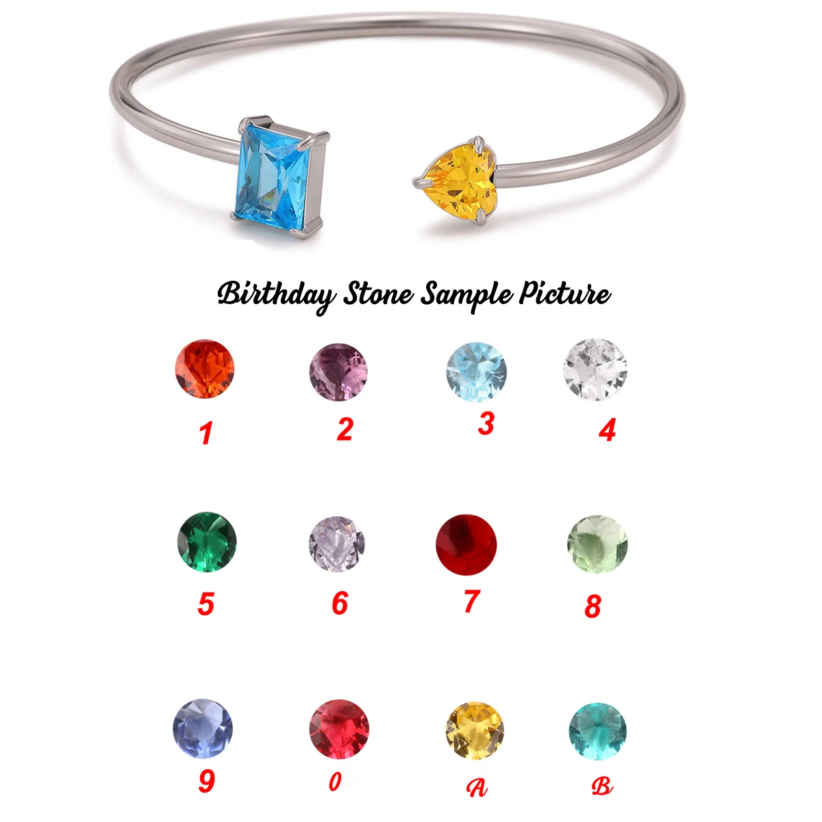 Custom Birthstone Cuff Bangle Mother Bracelet, Personalized