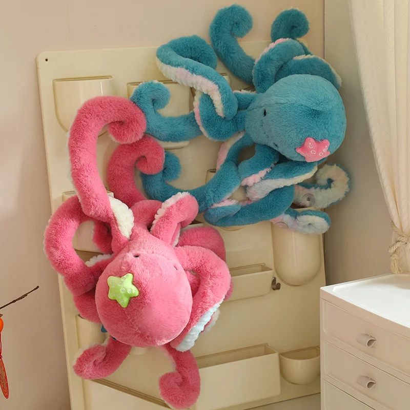 Juguetes de peluche de pulpo de Color de simulación, animales de peluche Fluffly, muñeca de acompañamiento suave y encantadora, almohada para dormir para niños, decoración de regalos para niñas