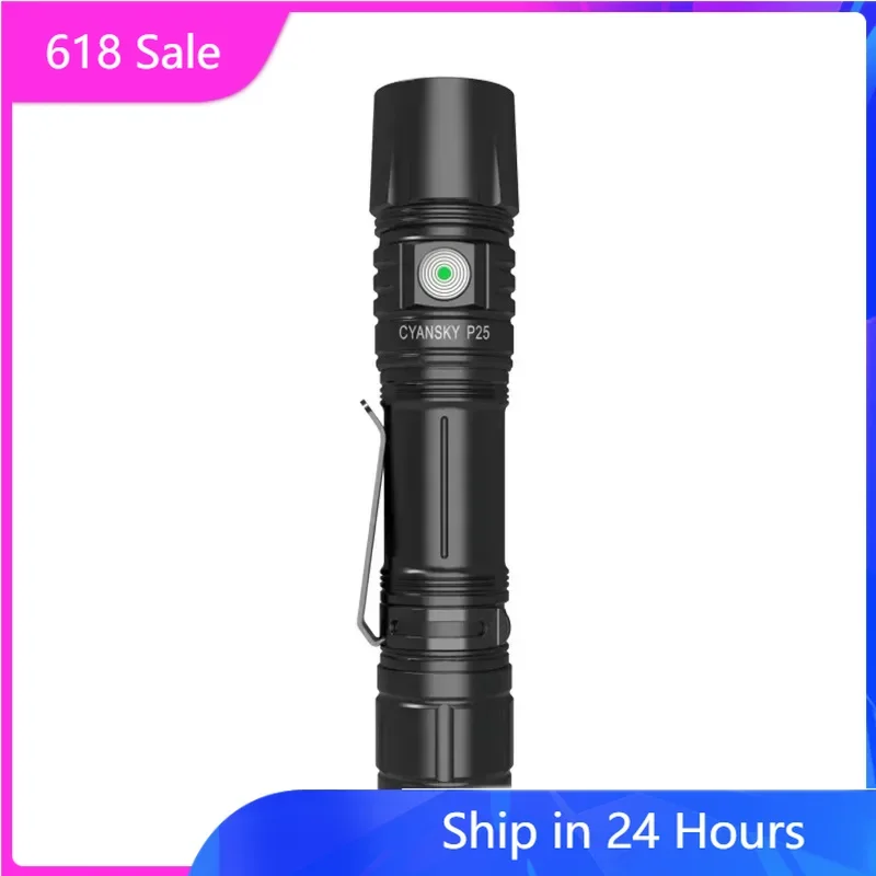 

CYANSKY P25 V2.0 3600LM Pale Silver Micro-arc Oxidation Flashlight 18650 USB-C Outdoor Floodlight EDC LED Torch Survival Tools
