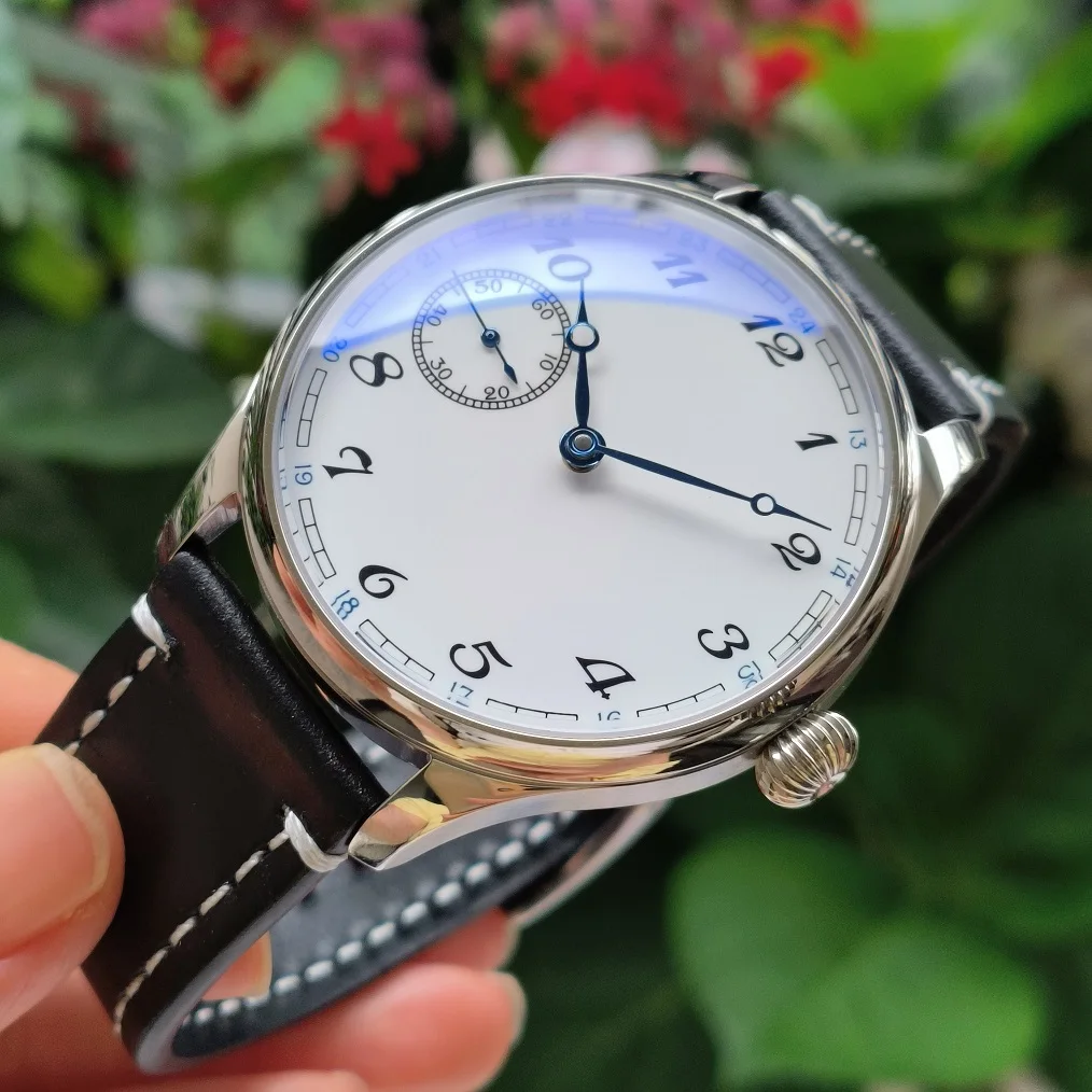 44mm No LOGO White enamel dial Seagull ST3600 movement Mineral glass or sapphire crystal Mechanical Hand Wind Men\'s watch