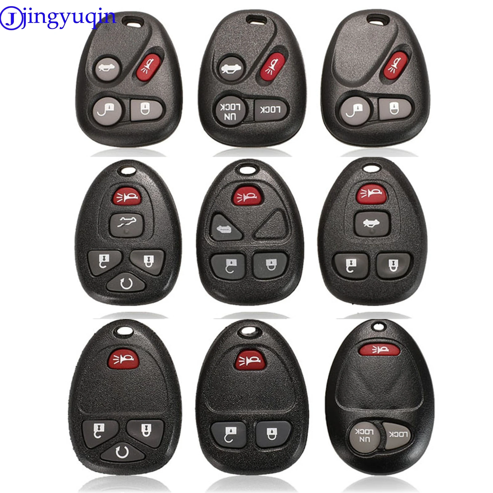 jingyuqin Remote Car Key Shell Cover Case Styling Fob Blank For G-M Pontiac Buick Keyless Entry Case 3/4/5B Rubber Pad