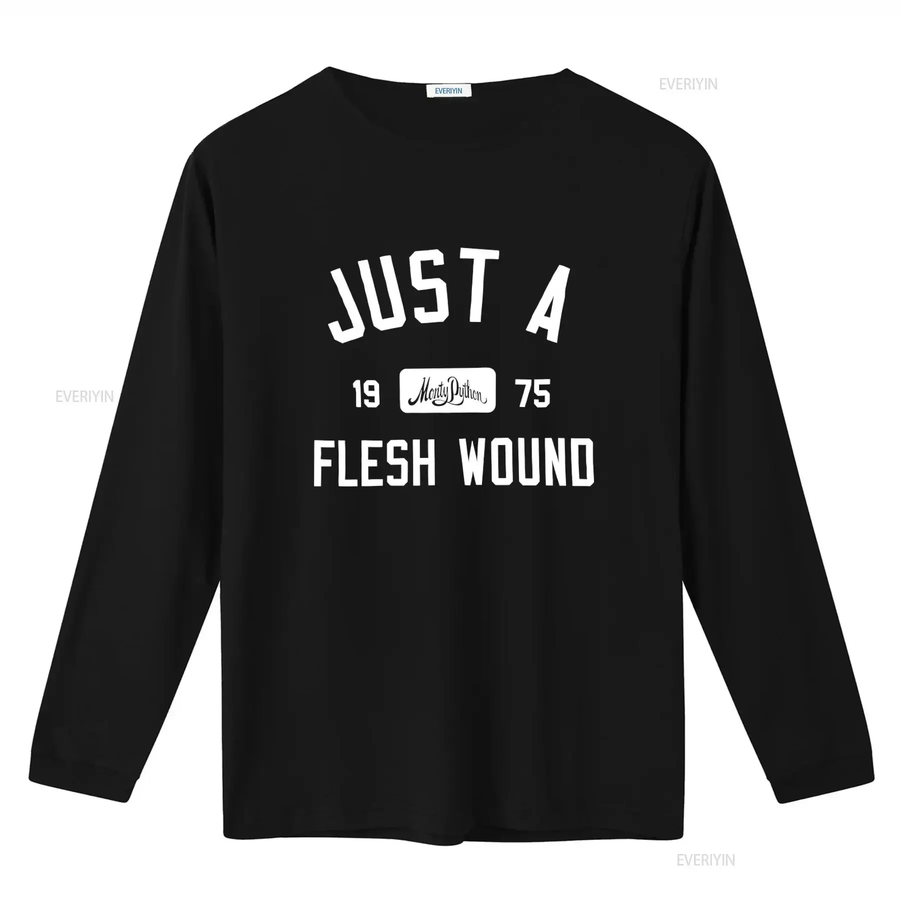 Monty Python Men's Gray T Shirt JUST A FLESH WOUND Official Cotton Blend 1975 Design vintage Washed Comfortable Slightly Casual