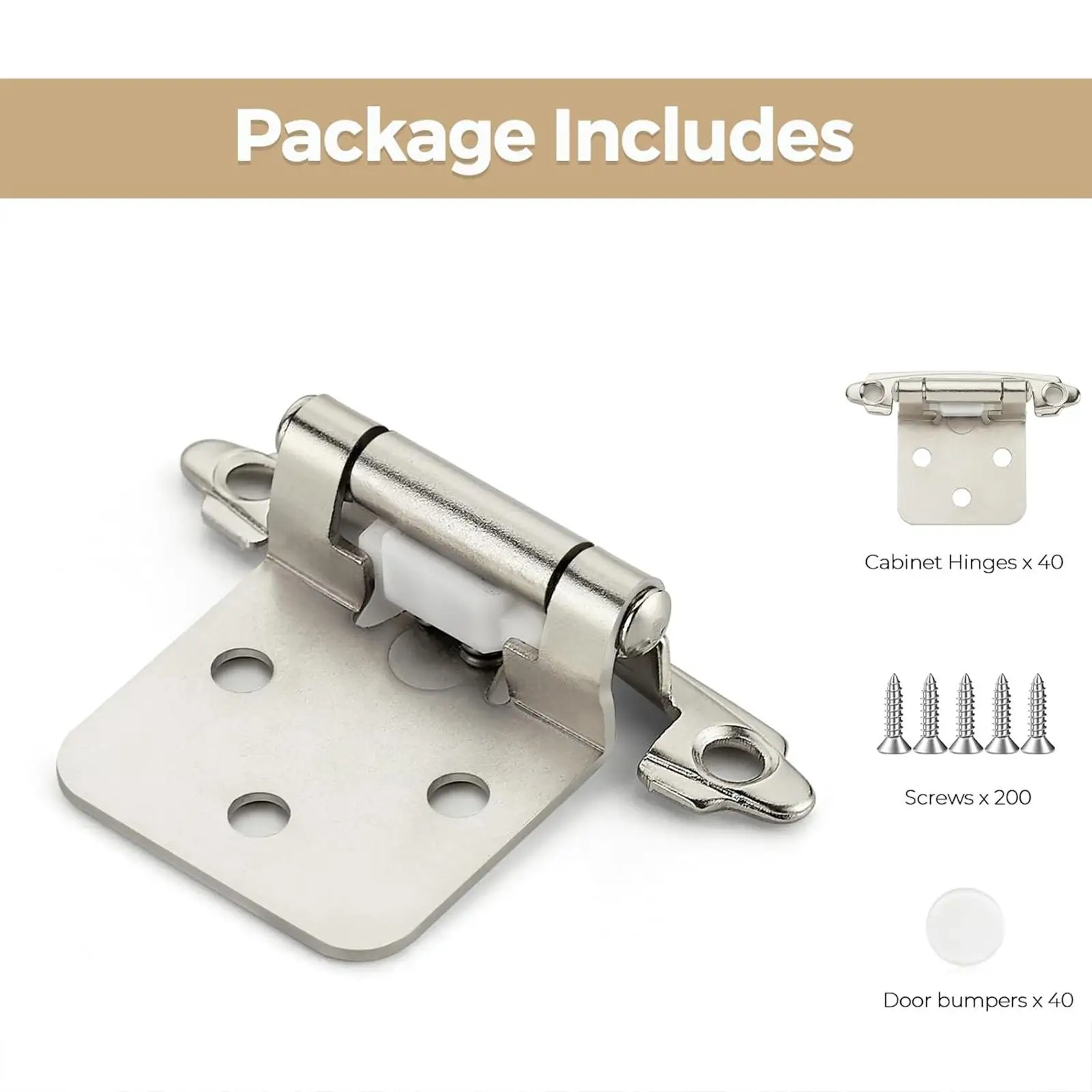 10 Pieces Cabinet Door Hinges Easy to Install Quiet Smooth Close for RV Cold Rolled Steel Versatile Semi Concealed Accessories