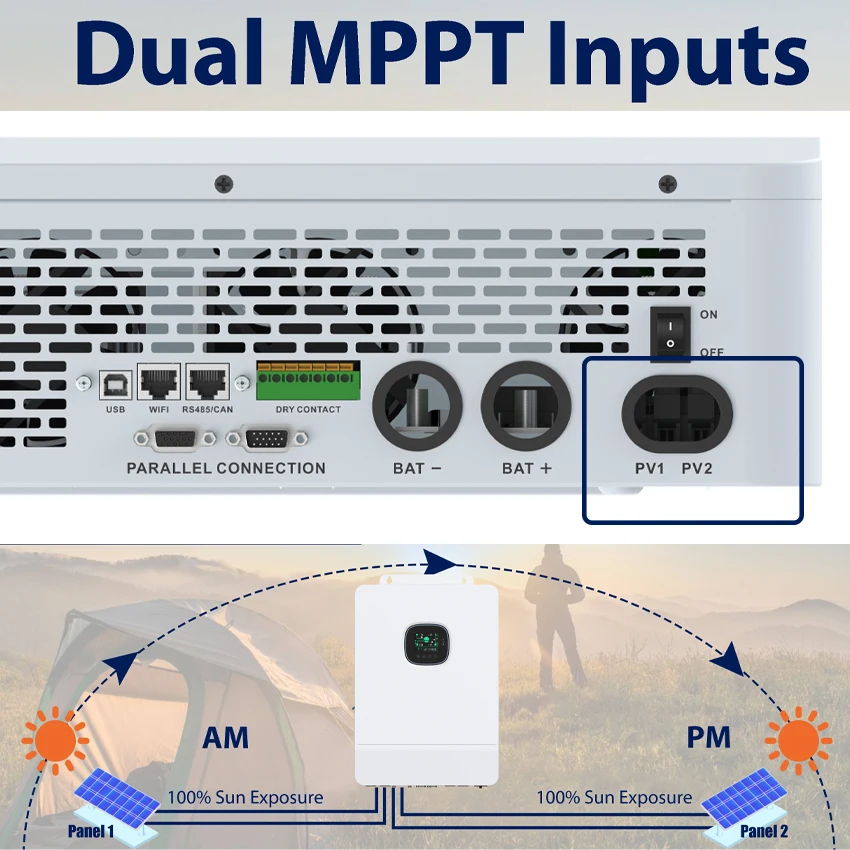 10KW Hybrid Solar Inverter 48Vdc to 230Vac Output Double MPPT Input Support Parallel 3 Phase 200A Charging Current