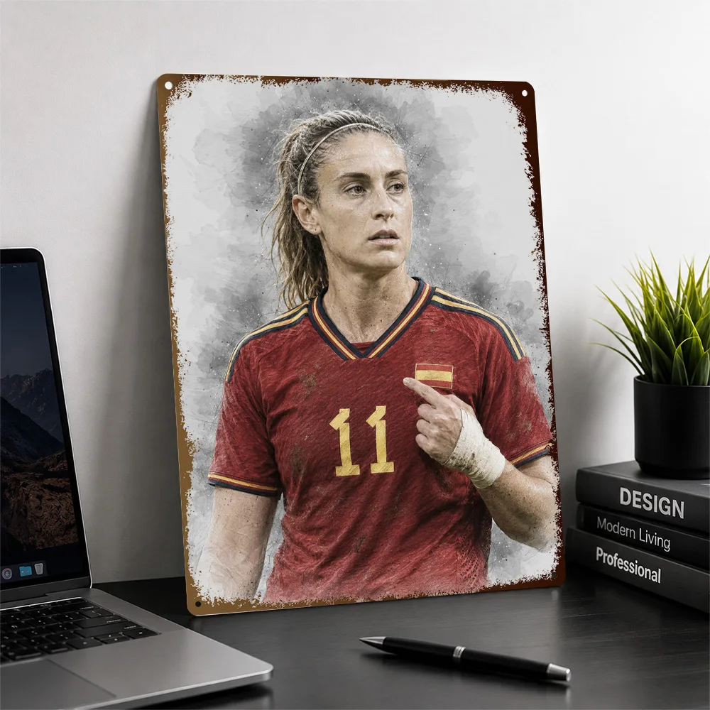 Alexia Putellas Football Aluminum Poster Customized Metal Tin Sign Club Legacy Style Wall Art Ideal For Home Gym Or Fan Lounge