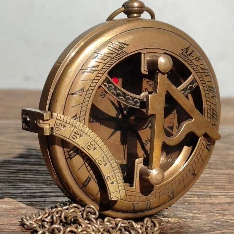 2023New Antique Copper Compass Pocket Watch Compass Home Decoration Crafts Antique Collection Wholesale Copper Ornaments